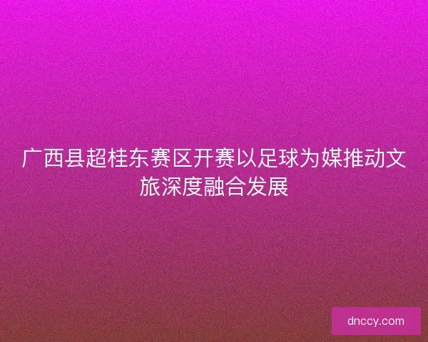 广西县超桂东赛区开赛以足球为媒推动文旅深度融合发展